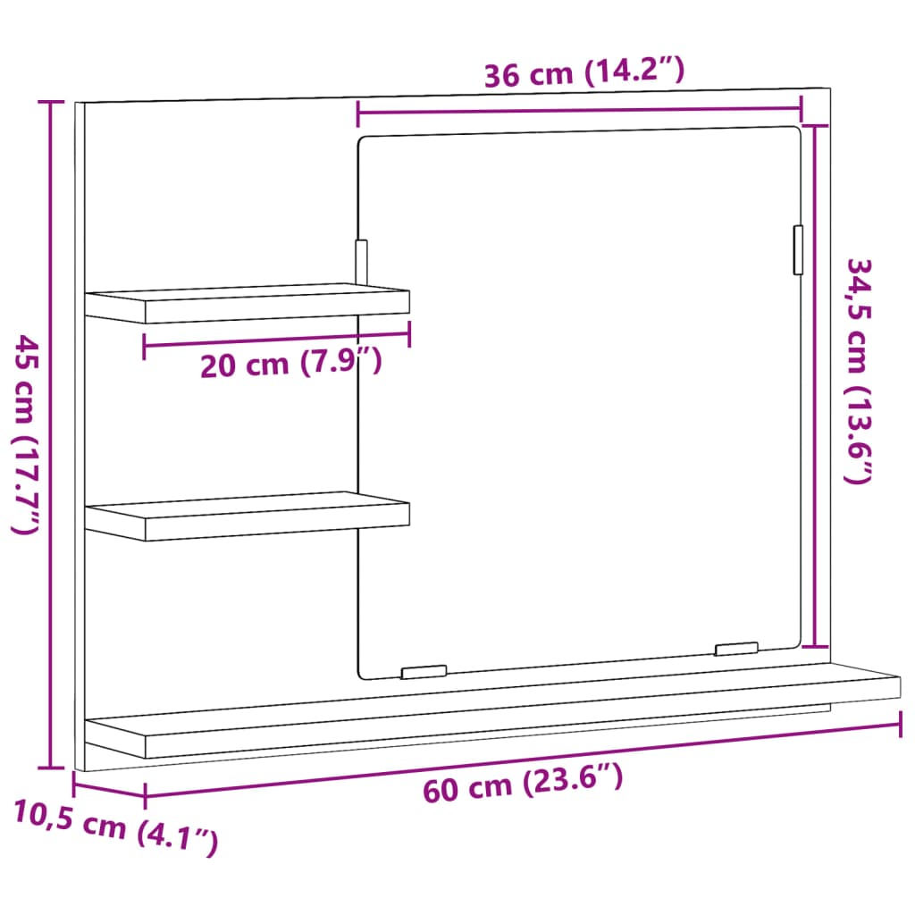 Bathroom mirror cabinet old wood engineered wood