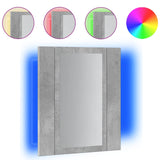 Armoire de salle de bain miroir LED gris béton bois ingénierie