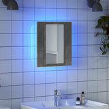 Armoire de salle de bain miroir LED gris béton bois ingénierie