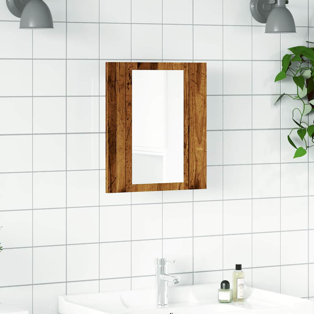 Armoire de salle de bain à miroir LED vieux bois 40x12x45 cm