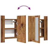 Armoire de salle de bain à miroir LED vieux bois 40x12x45 cm