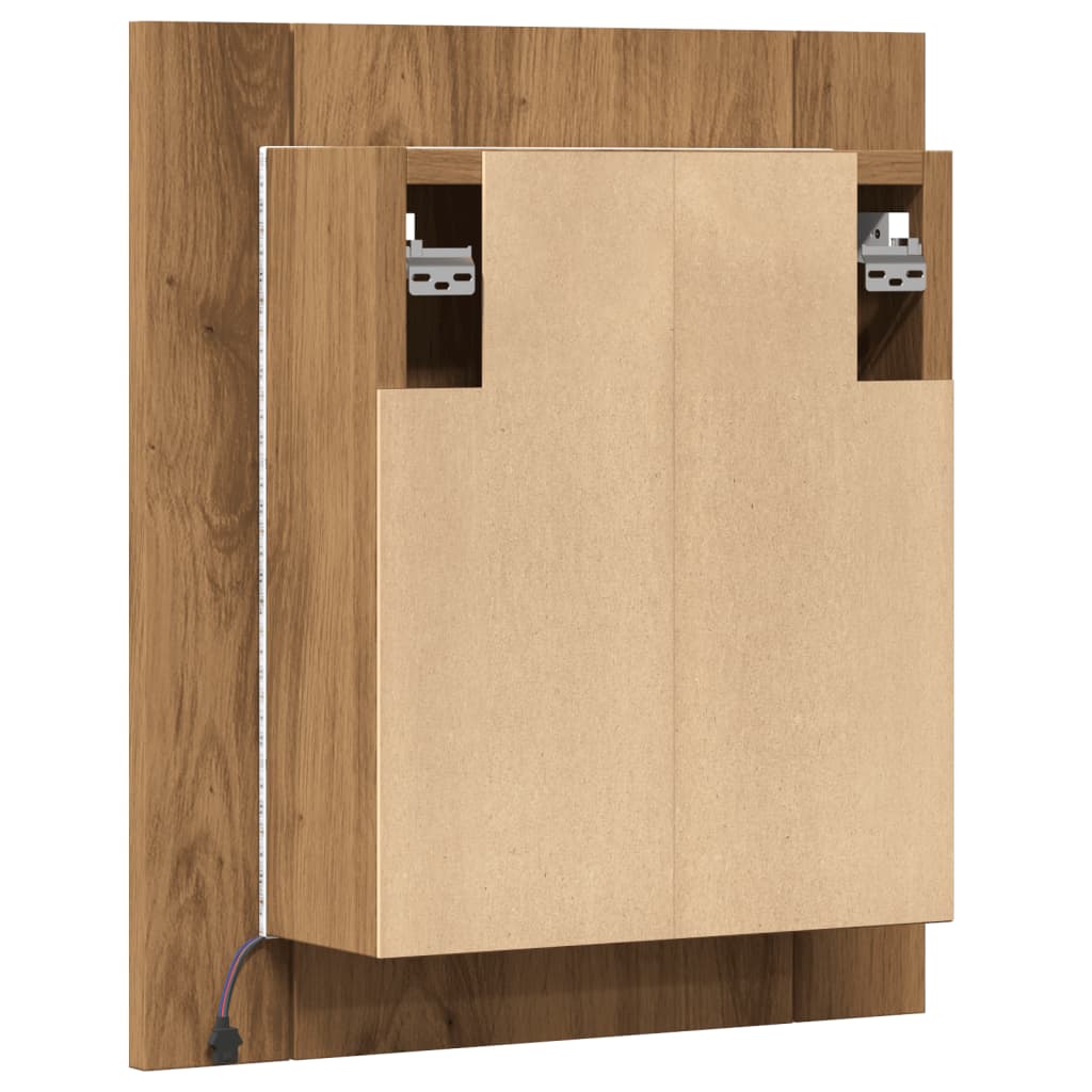 Armoire de salle de bain miroir LED chêne artisanal 40x12x45 cm