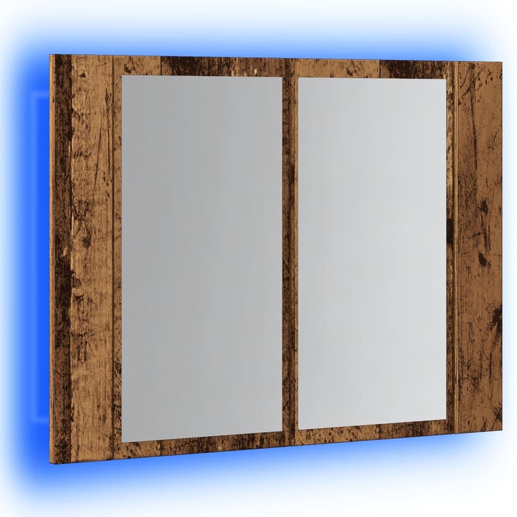 Armoire à miroir LED vieux bois 60x12x45 cm bois d'ingénierie