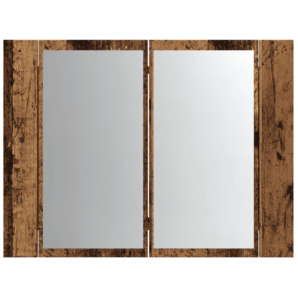 Armoire à miroir LED vieux bois 60x12x45 cm bois d'ingénierie