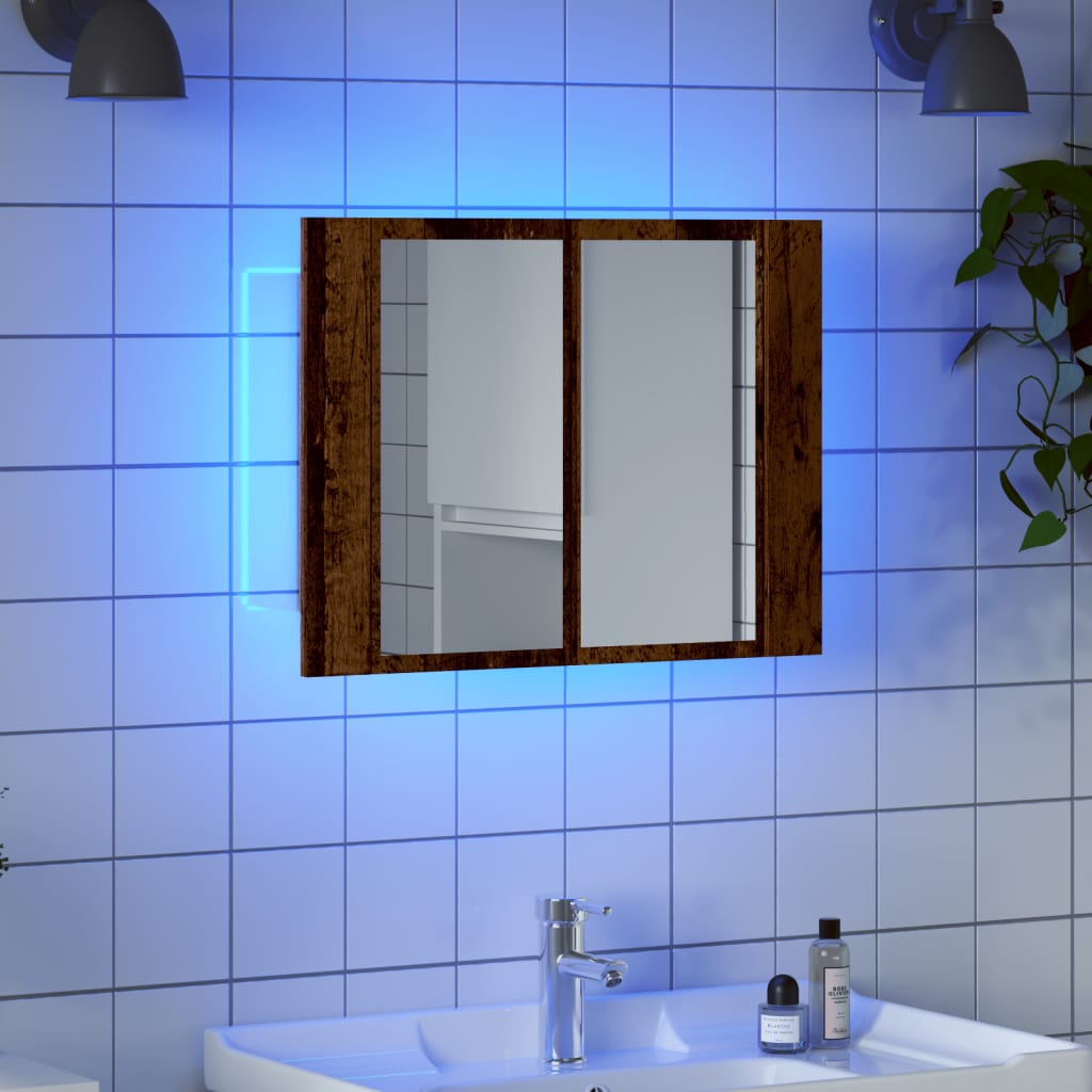 Armoire à miroir LED vieux bois 60x12x45 cm bois d'ingénierie