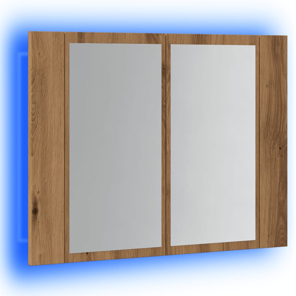 Armoire à miroir LED chêne artisanal 60x12x45cm bois ingénierie