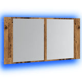 Armoire à miroir LED vieux bois 90x12x45 cm bois d'ingénierie