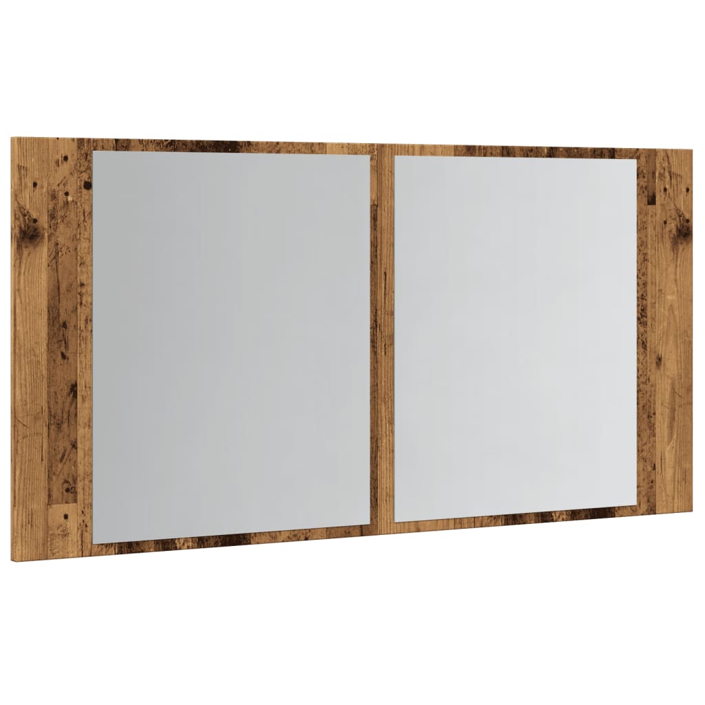 Armoire à miroir LED vieux bois 90x12x45 cm bois d'ingénierie