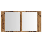 Armoire à miroir LED vieux bois 90x12x45 cm bois d'ingénierie