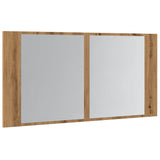 Armoire à miroir LED chêne artisanal 90x12x45cm bois ingénierie