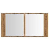 Armoire à miroir LED chêne artisanal 90x12x45cm bois ingénierie