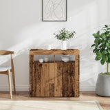 Sideboard and LED lights old wood 80x35x75 cm engineered wood