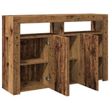 Buffet et lumières LED vieux bois 115,5x30x75cm bois ingénierie