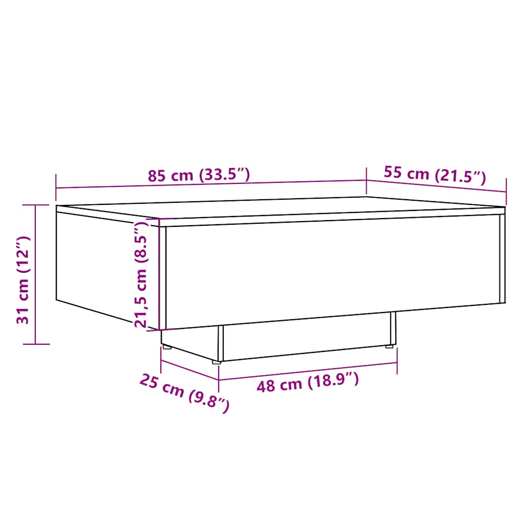 Coffee table old wood 85x55x31 cm engineered wood