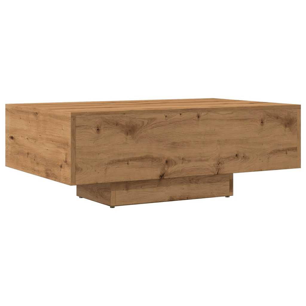 Table basse chêne artisanal 85x55x31 cm bois d'ingénierie