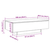 Handgefertigter Couchtisch aus Eichenholz, 100 x 49,5 x 31 cm, Holzwerkstoff