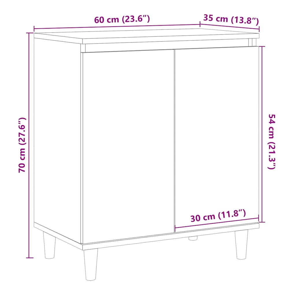 Buffet vieux bois 60x35x70 cm bois d'ingénierie