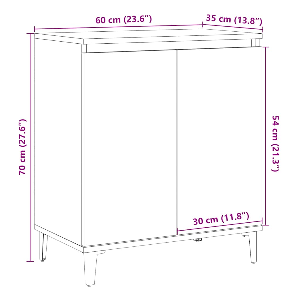 Handcrafted oak sideboard 60x35x70 cm engineered wood