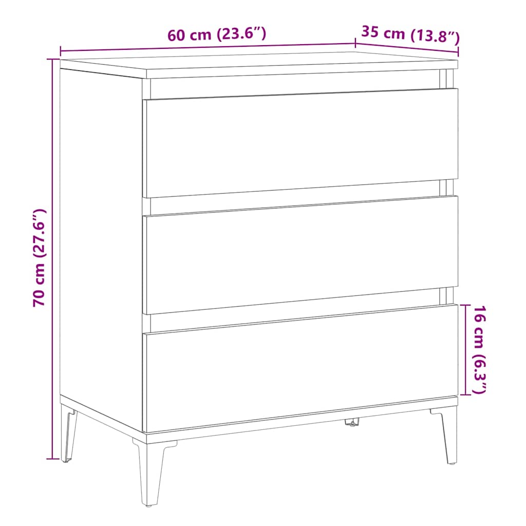 Handcrafted oak sideboard 60x35x70 cm engineered wood