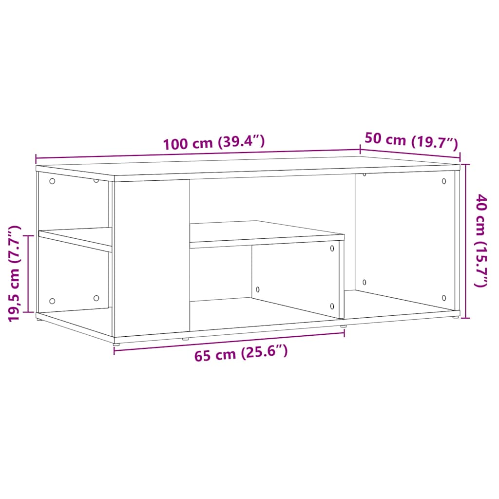 Table d'appoint vieux bois 100x50x40 cm bois d'ingénierie