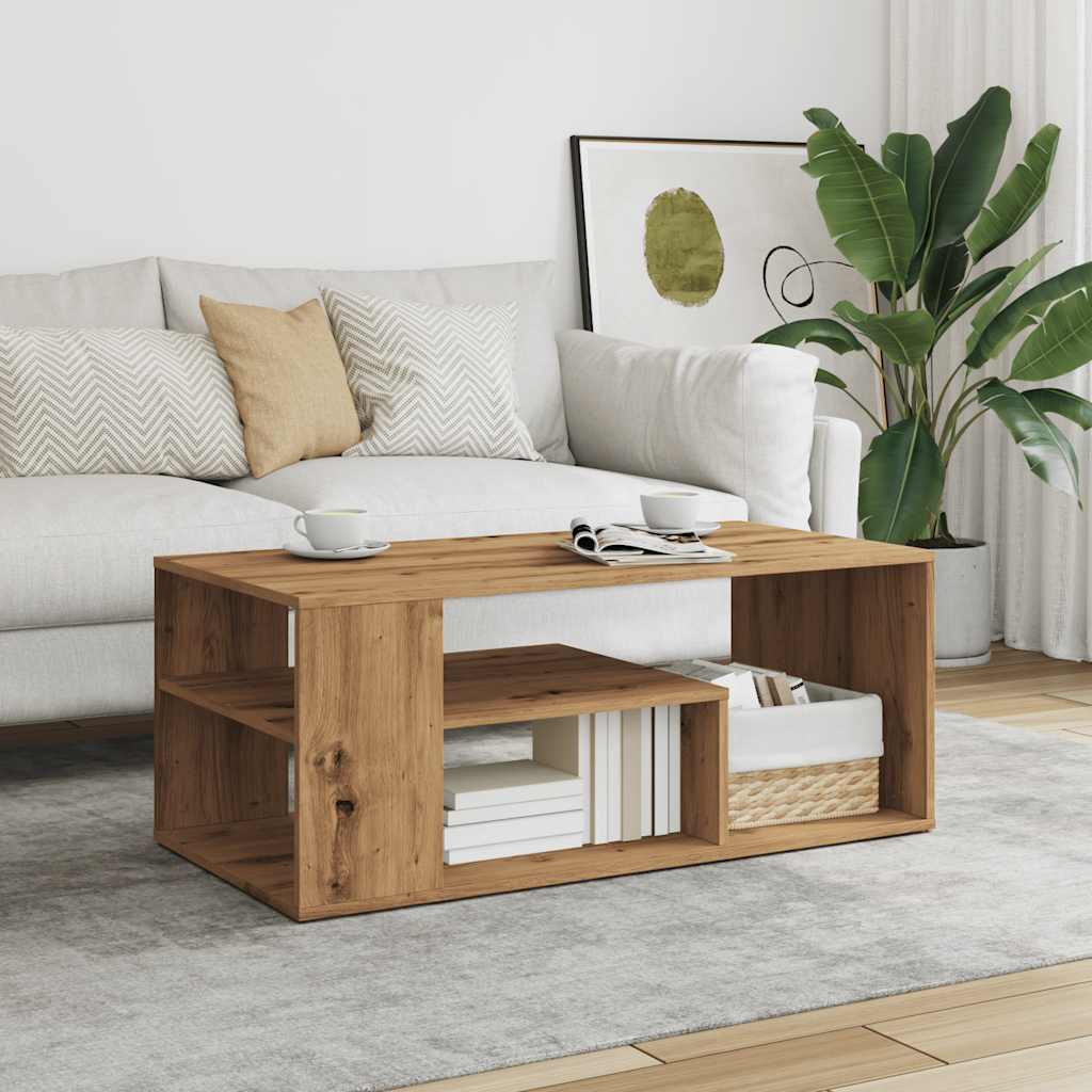 Side table oak craft 100x50x40 cm engineered wood