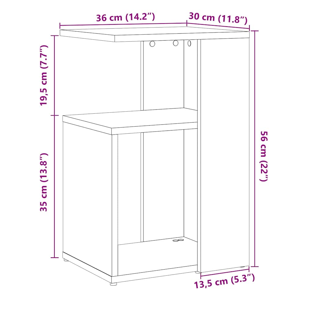 Table d'appoint vieux bois 36x30x56 cm bois d'ingénierie