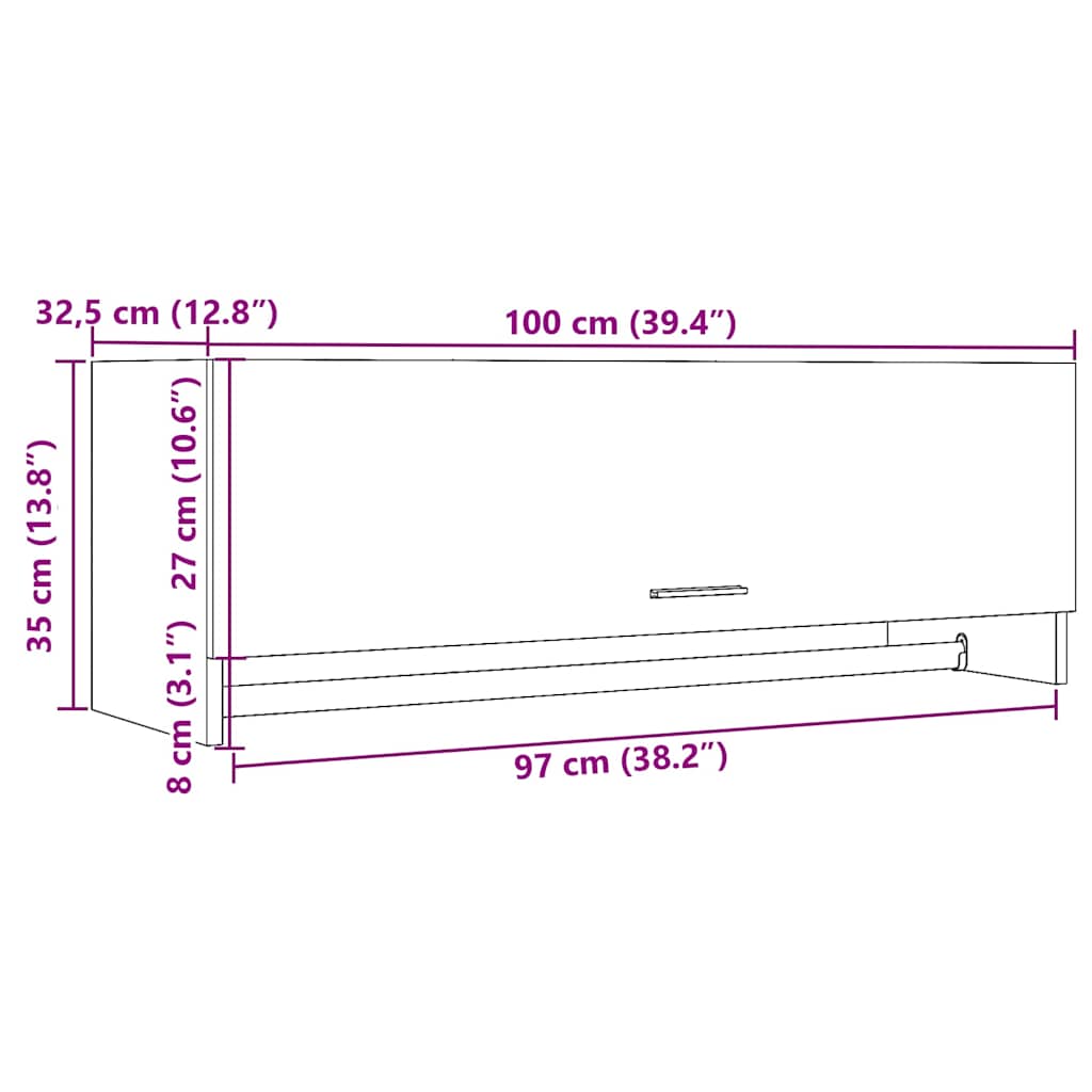 Garde-robe chêne artisanal 100x32,5x35 cm bois d'ingénierie