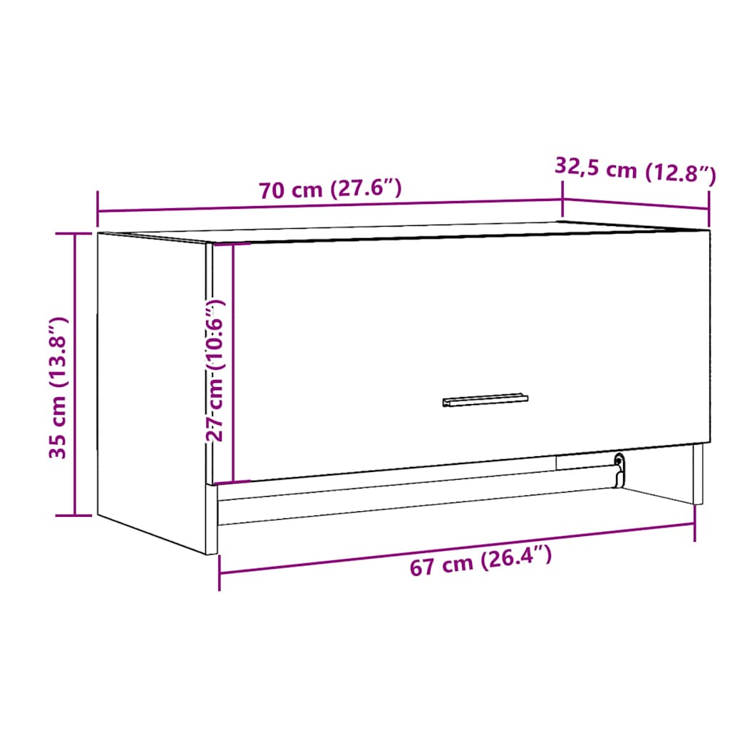 Garde-robe vieux bois 70x32,5x35 cm bois d'ingénierie