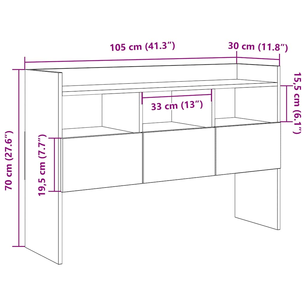 Buffet vieux bois 105x30x70 cm bois d'ingénierie