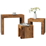 Tables basses gigognes 3 pcs vieux bois bois d'ingénierie