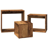 Tables gigognes 3 pcs vieux bois bois d'ingénierie