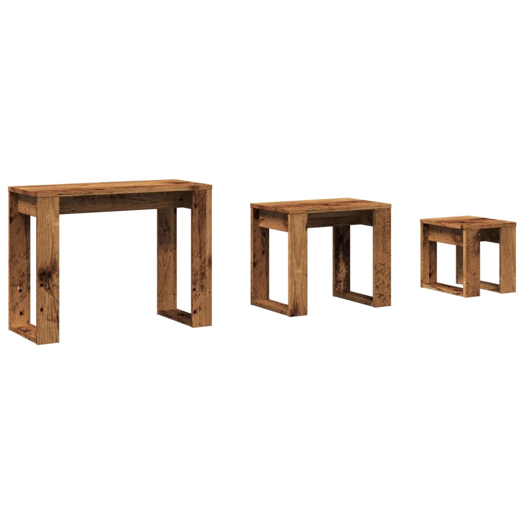 Nesting tables 3 pcs old wood engineered wood