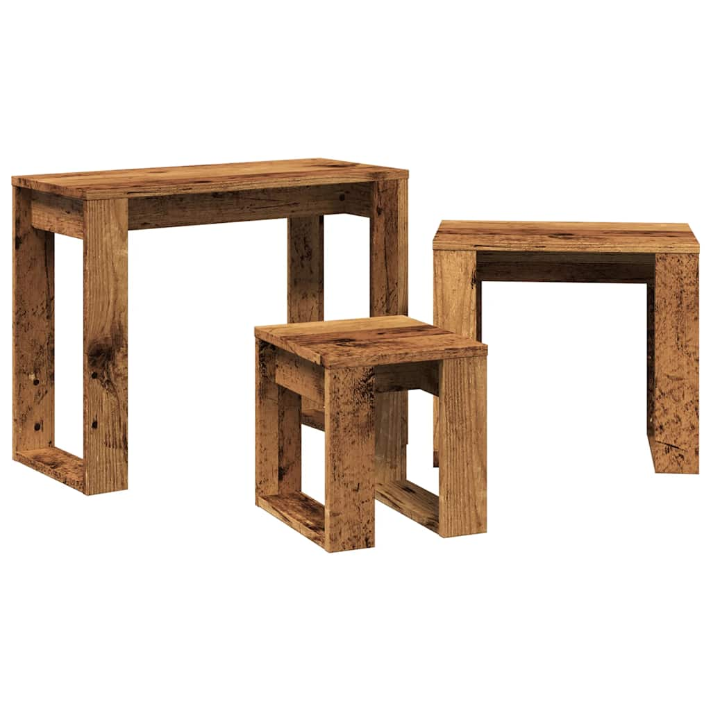 Nesting tables 3 pcs old wood engineered wood