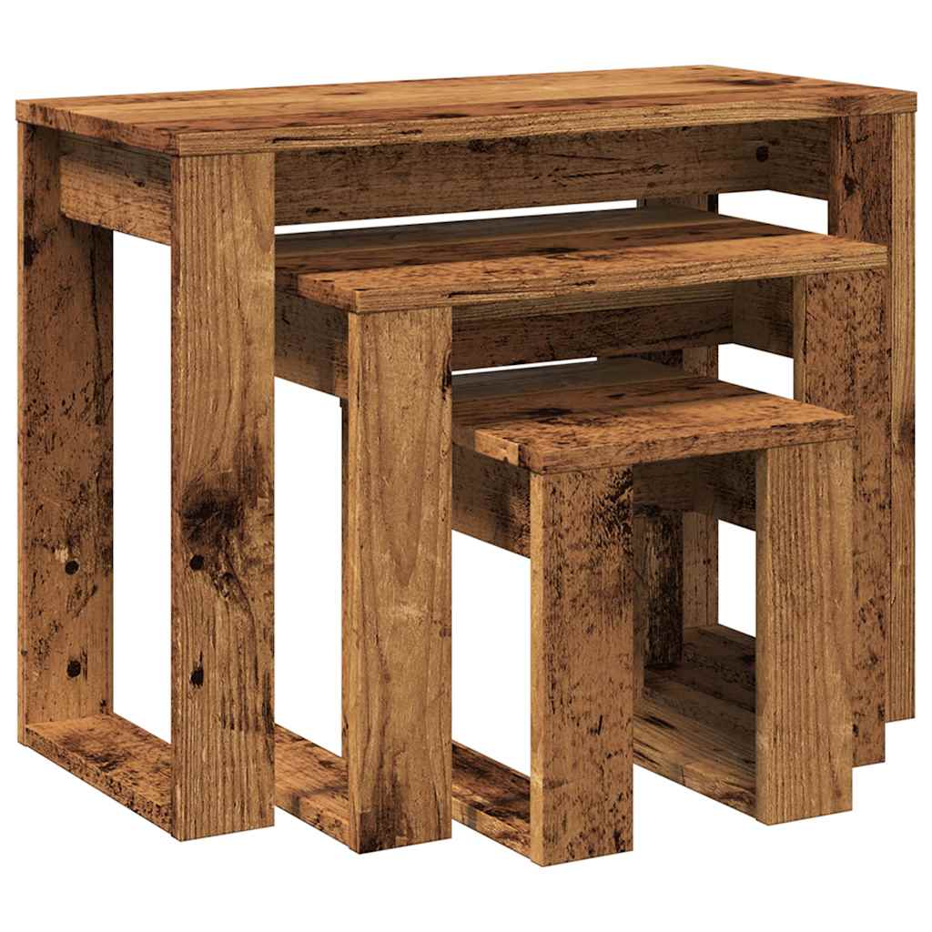 Nesting tables 3 pcs old wood engineered wood