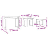 Tables gigognes 3 pcs vieux bois bois d'ingénierie