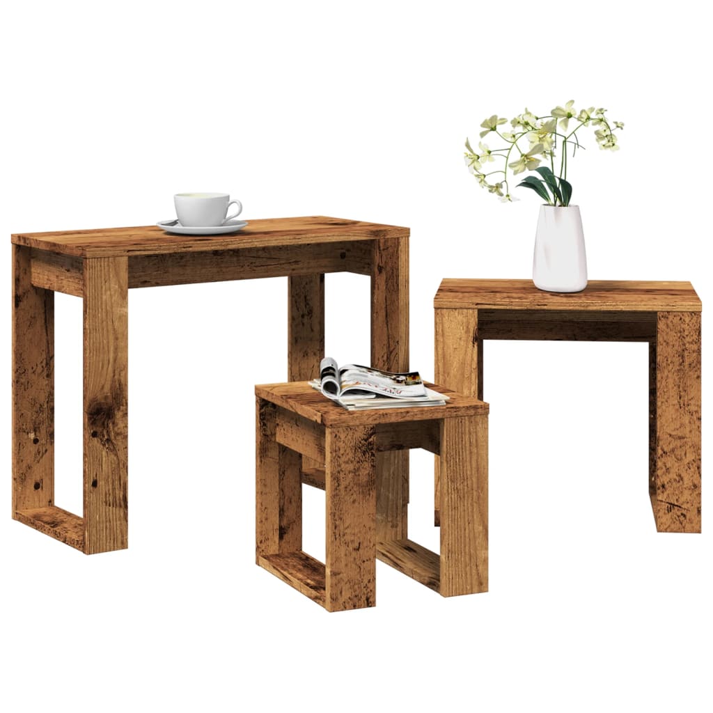 Nesting tables 3 pcs old wood engineered wood