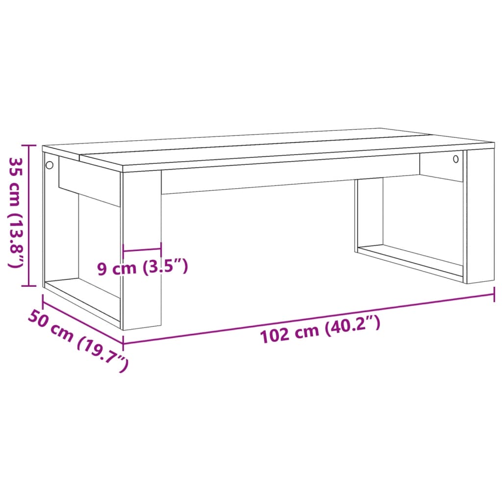 Table basse vieux bois 102x50x35 cm bois d'ingénierie