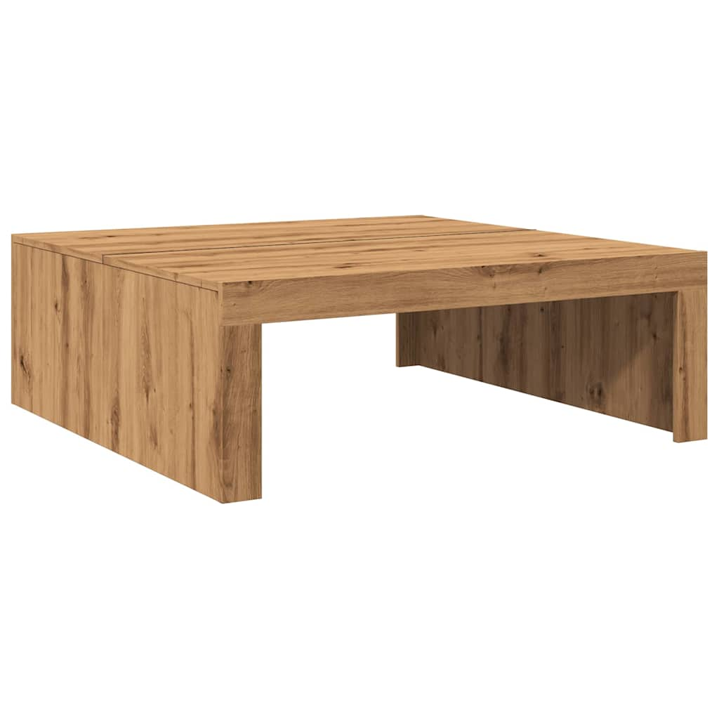 Handgefertigter Couchtisch aus Eichenholz, 100 x 100 x 35 cm, Holzwerkstoff