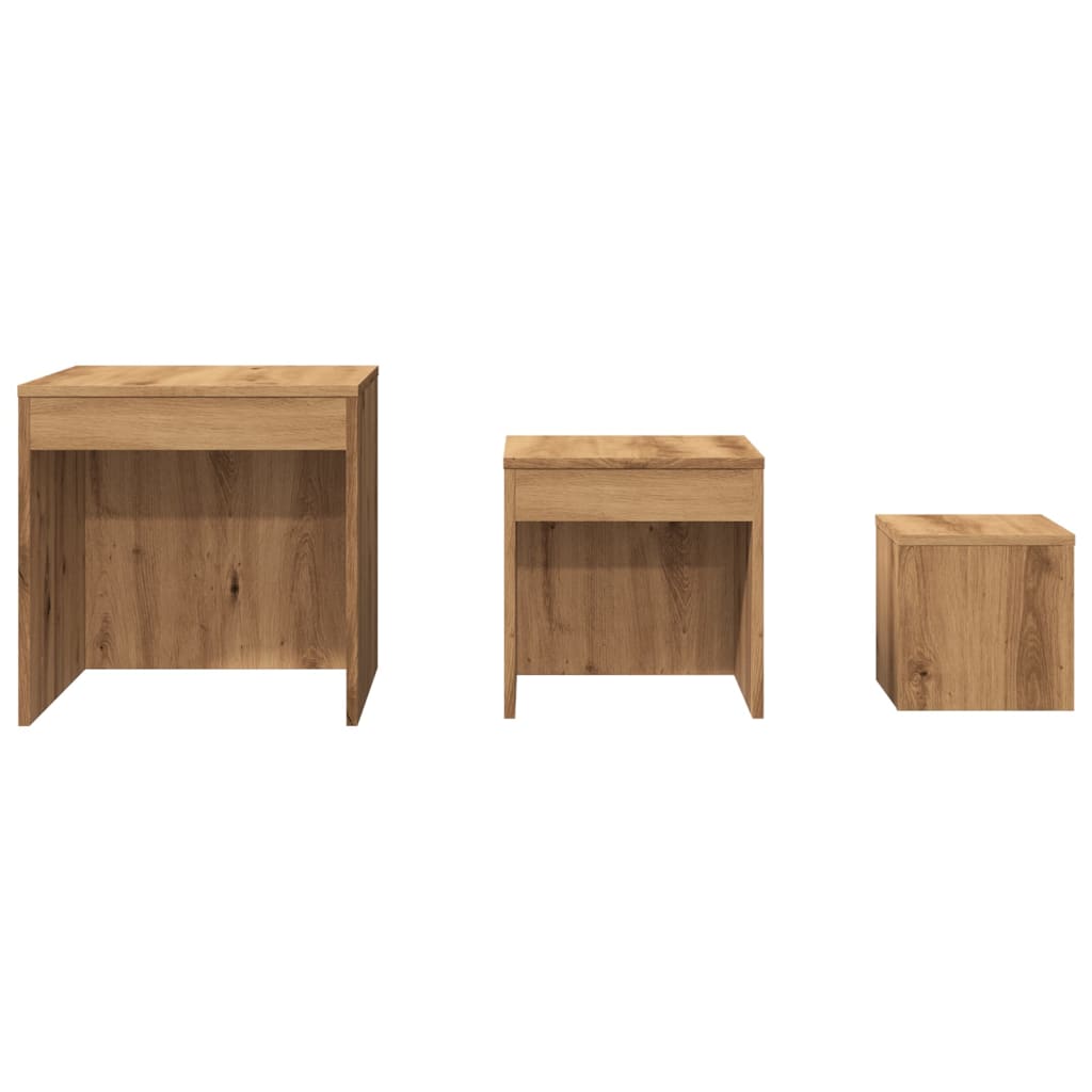 Tables gigognes 3 pcs chêne artisanal bois d'ingénierie