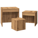 Tables gigognes 3 pcs chêne artisanal bois d'ingénierie