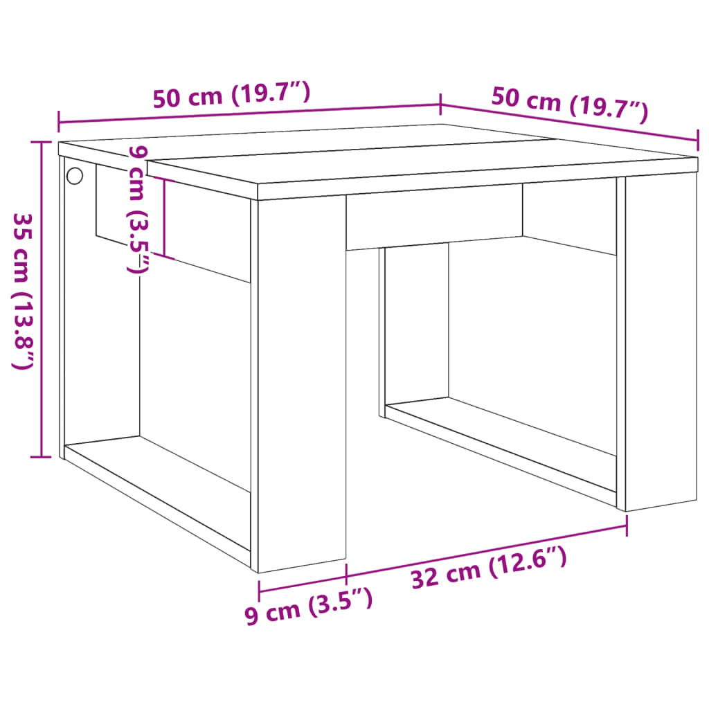 Table d'appoint vieux bois 50x50x35 cm bois d'ingénierie