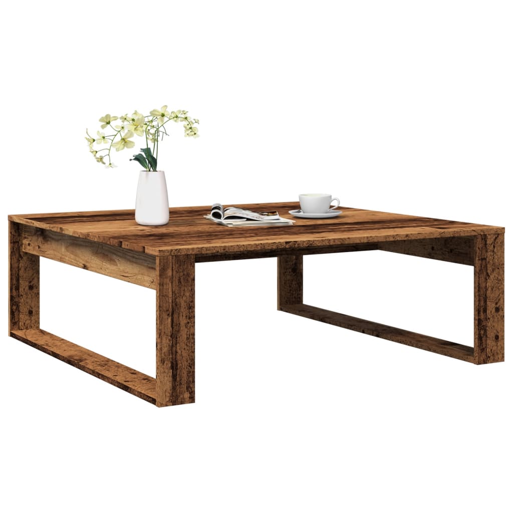 Table basse vieux bois 100x100x35 cm bois d'ingénierie