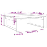 Table basse chêne artisanal 100x100x35 cm bois d'ingénierie