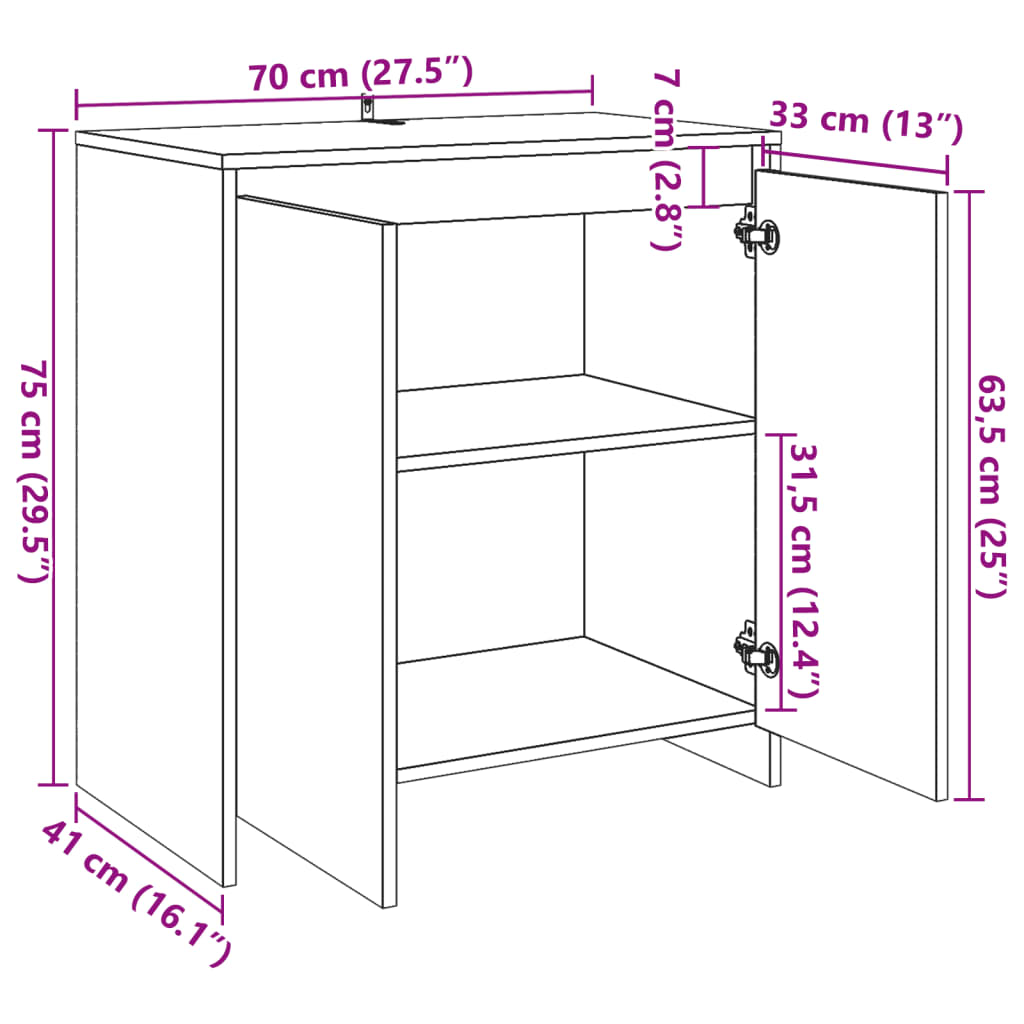 Buffet vieux bois 70x41x75 cm bois d'ingénierie