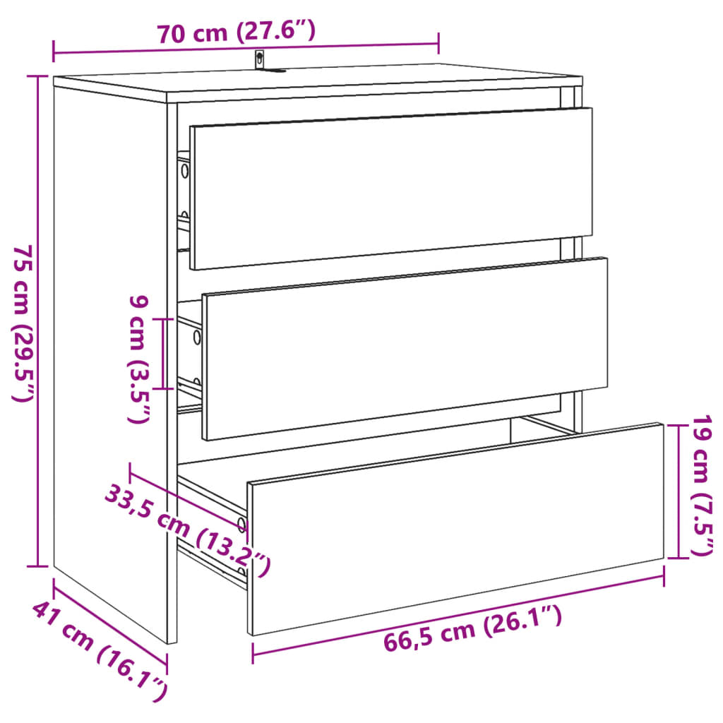 Buffet vieux bois 70x41x75 cm bois d'ingénierie