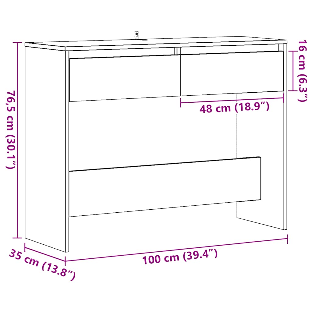 Console table old wood 100x35x76.5 cm engineered wood