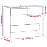 Table console vieux bois 100x35x76,5 cm bois d'ingénierie