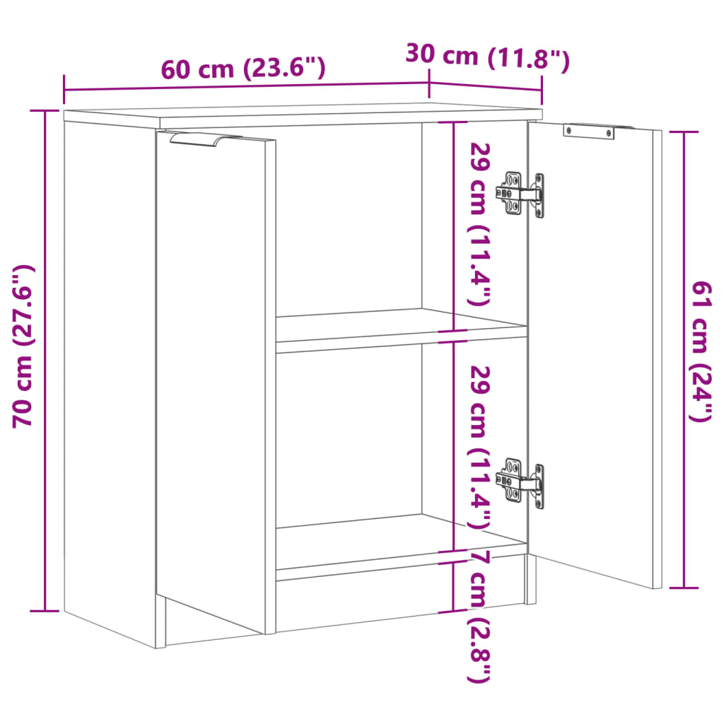 Buffet vieux bois 60x30x70 cm bois d'ingénierie