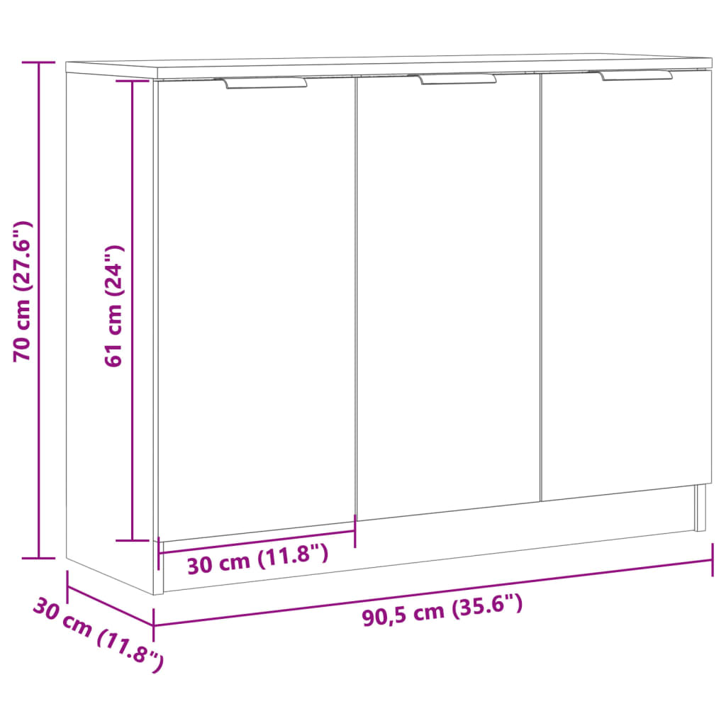 Buffet vieux bois 90,5x30x70 cm bois d'ingénierie