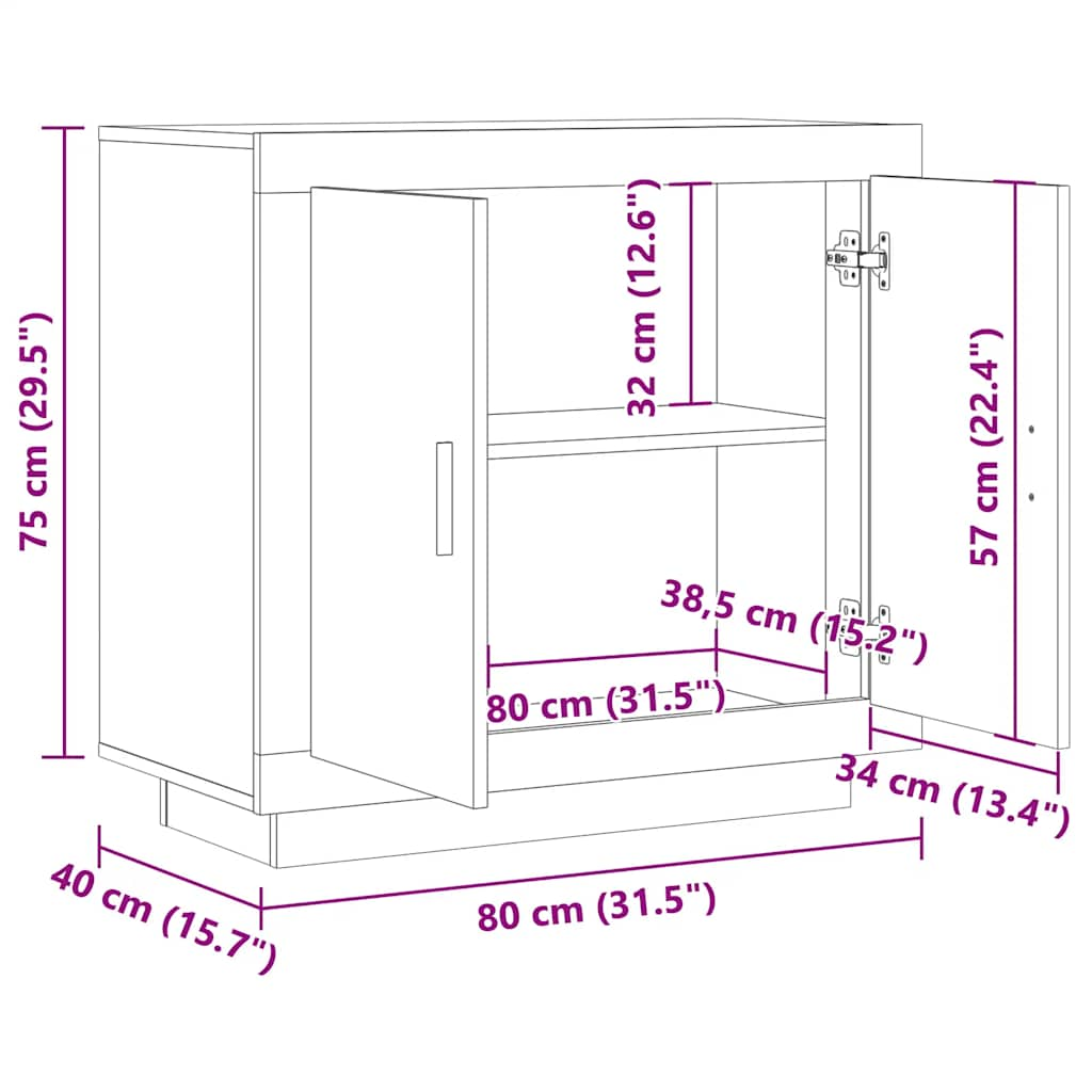 Buffet vieux bois 80x40x75 cm bois d'ingénierie